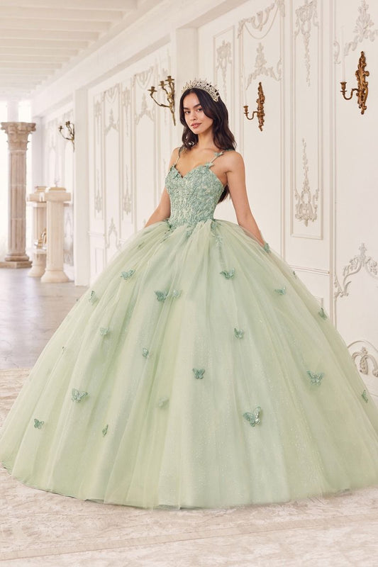 SAGE LAYERED TULLE BALL GOWN