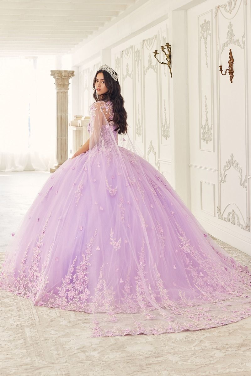 STRAPLESS QUINCEANERA BALL GOWN WITH REMOVABLE CAPLET