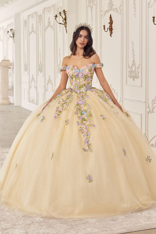 MULTI COLORED FLORAL BALL GOWN