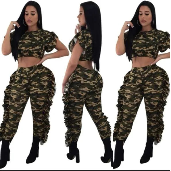 Camo Crop Top 2 PC Set