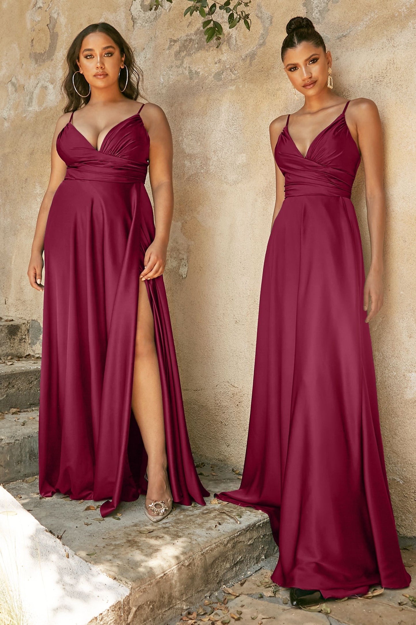 SOFT SATIN A-LINE SWEATHEART NECKLINE WITH SLIT