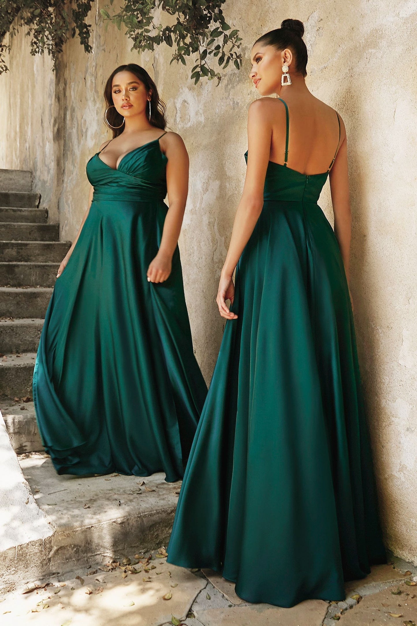 SOFT SATIN A-LINE SWEATHEART NECKLINE WITH SLIT