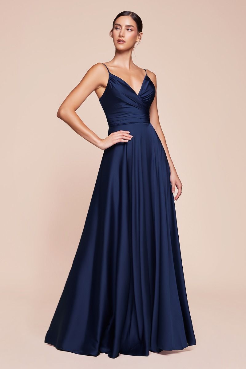 SOFT SATIN A-LINE SWEATHEART NECKLINE WITH SLIT