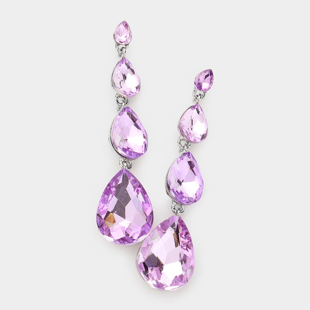 Teardrop Crystal Stone Accented Earrings