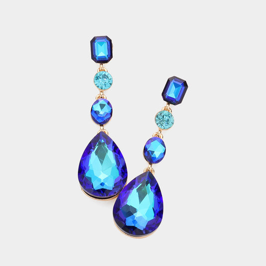 Teardrop Crystal Stone Accented Earrings
