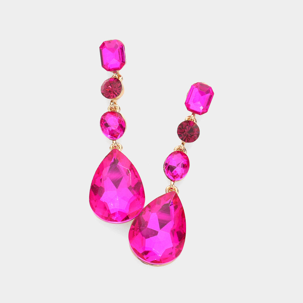 Teardrop Crystal Stone Accented Earrings