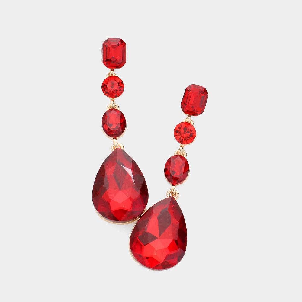 Teardrop Crystal Stone Accented Earrings