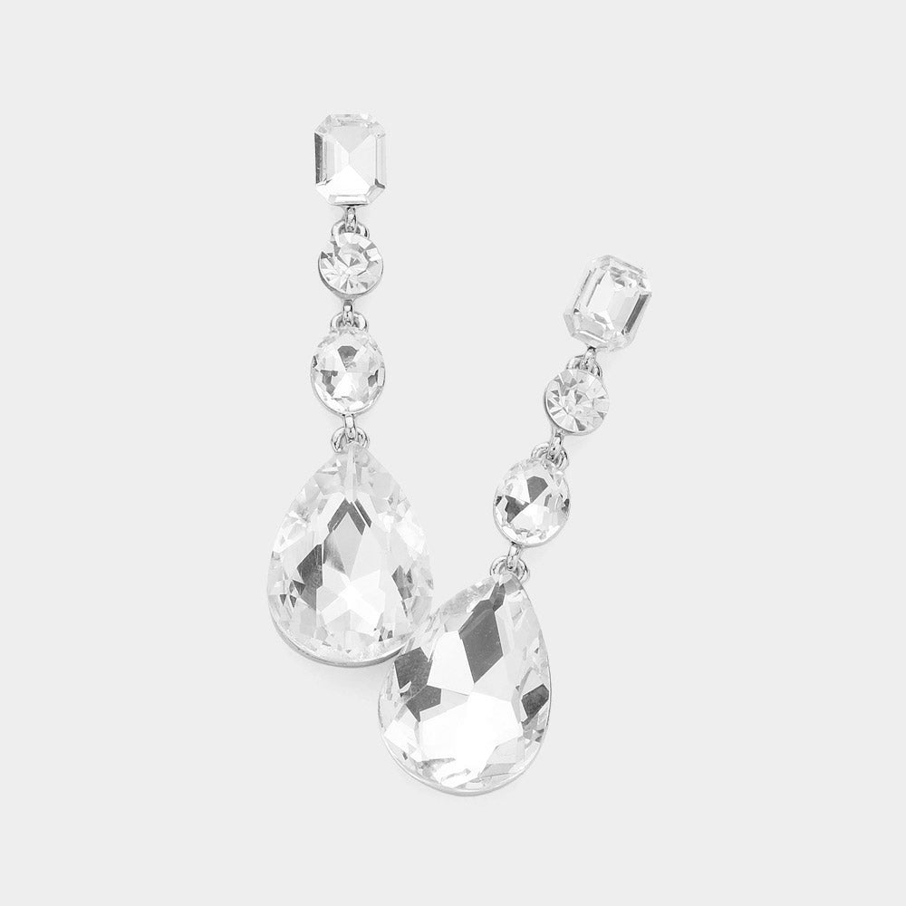 Teardrop Crystal Stone Accented Earrings