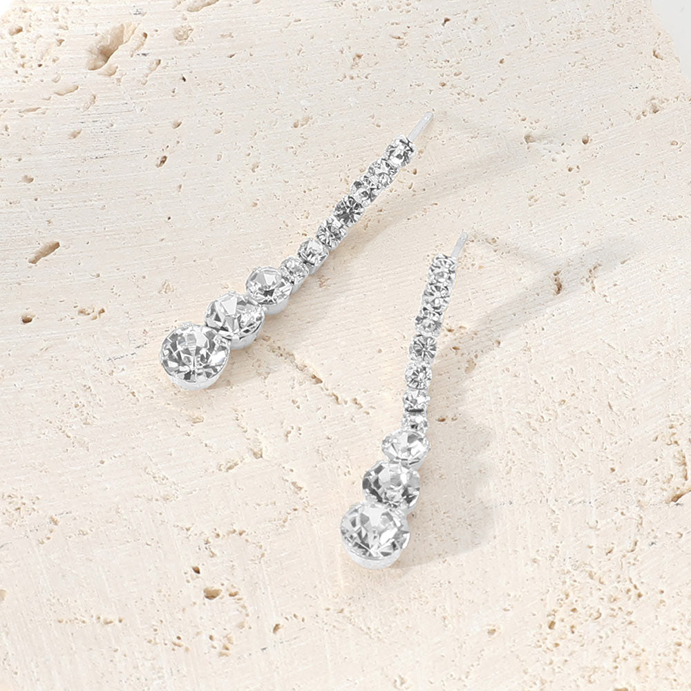 Round Stone Cluster Dropdown Earrings