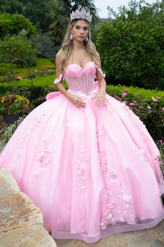 3d Flower appliques ball gown