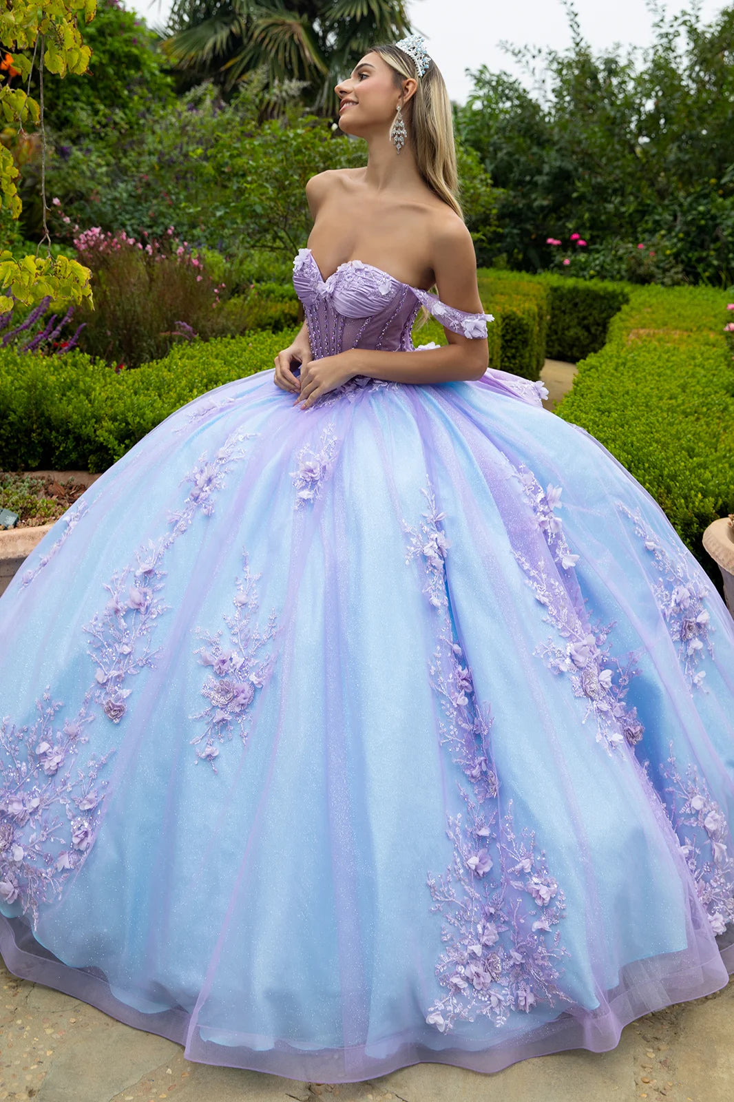 3d Flower appliques ball gown