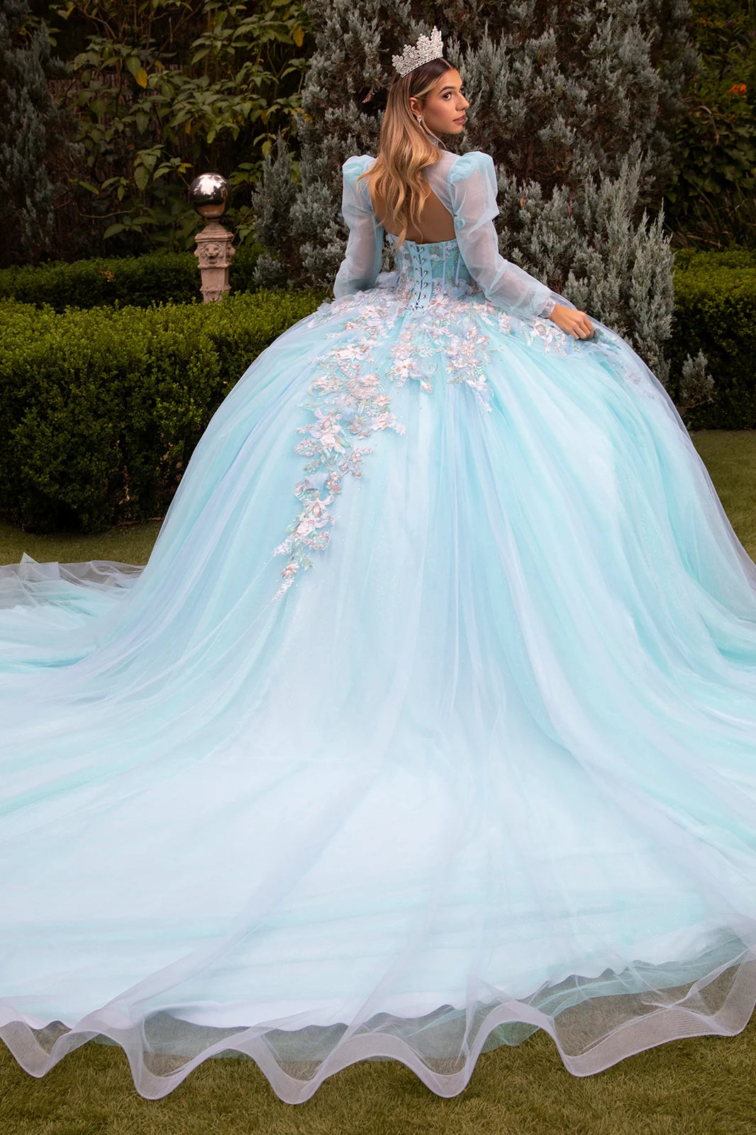 Ball gown with matching mock-neck bolero