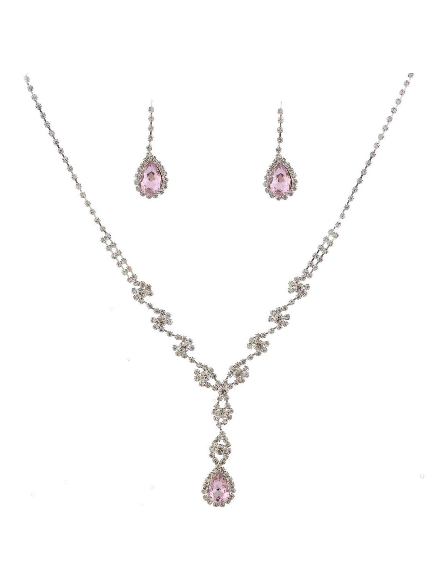 Fashion Jewelry Set Silver Plated Rose Rhinestone