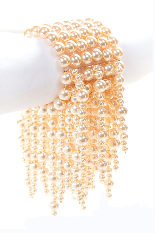 Mix Pearls Drop Statement Stretch Bracelet