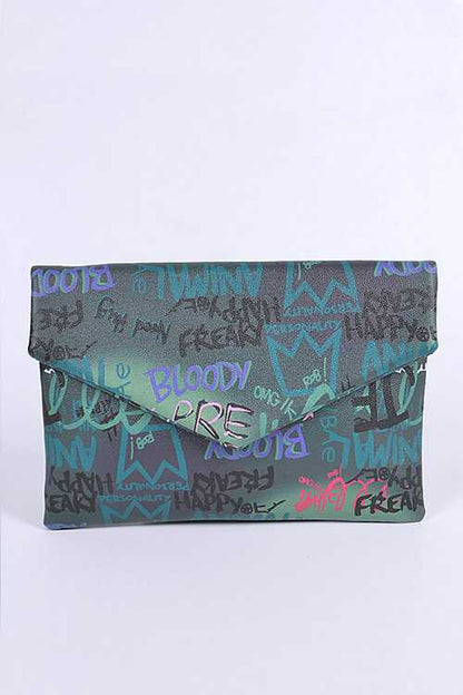 Graffiti Mix Color Iconic Envelope Clutch Bag