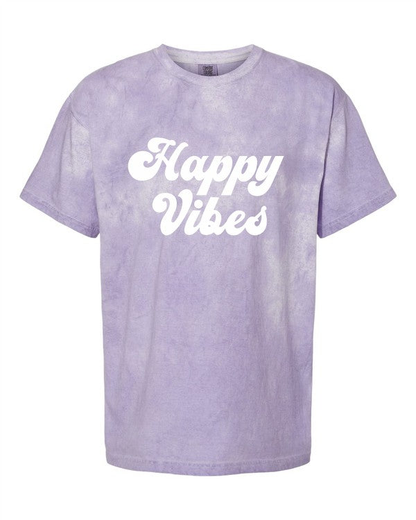 Happy Vibes  Purple Comfort Color Tie Dye T