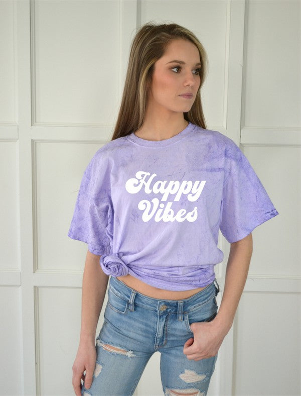 Happy Vibes  Purple Comfort Color Tie Dye T