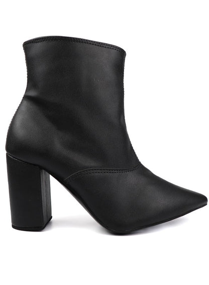 Pointed Toe Bootie with a Block Heel