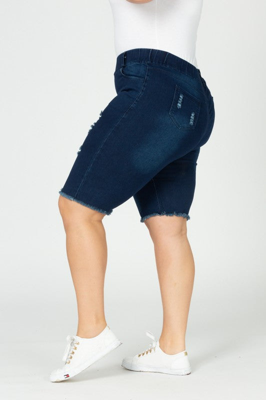 Hi-Waist Distressed Bermuda Short Jeggings