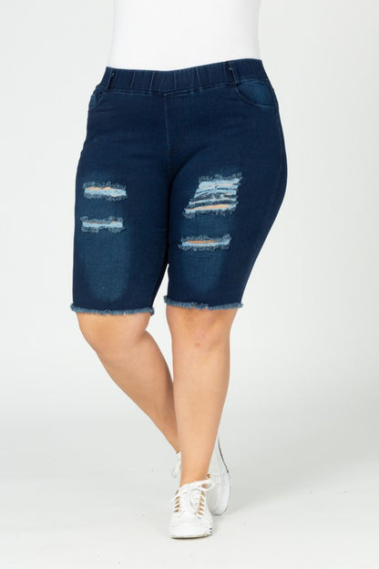 Hi-Waist Distressed Bermuda Short Jeggings