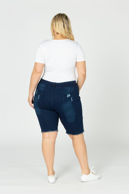 Hi-Waist Distressed Bermuda Short Jeggings