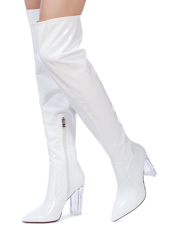 NOIRE THIGH HIGH LONG BOOTS IN PATENT