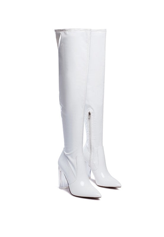 NOIRE THIGH HIGH LONG BOOTS IN PATENT