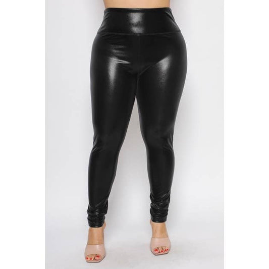 BLACK LEATHER HIGH WAIST SKINNY LEGGINGS
