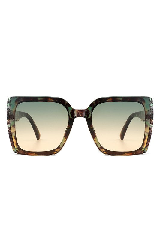 Square Flat Top Tinted Fashion Oversize Sunglasses