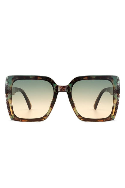 Square Flat Top Tinted Fashion Oversize Sunglasses