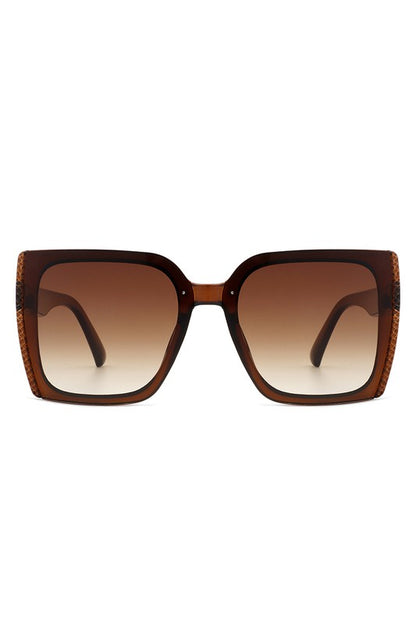 Square Flat Top Tinted Fashion Oversize Sunglasses