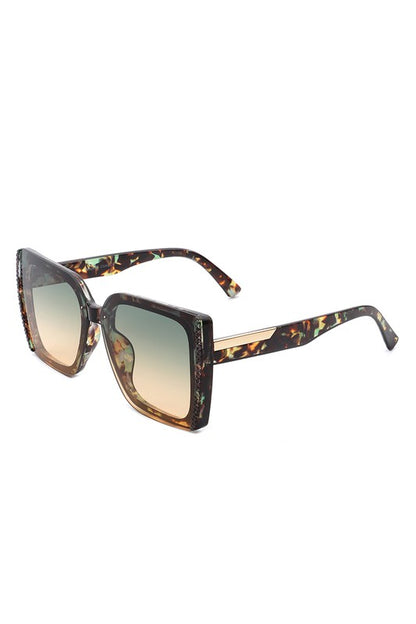 Square Flat Top Tinted Fashion Oversize Sunglasses