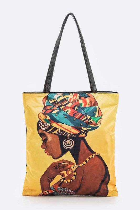 Beading Turban Girl Embellished Tote