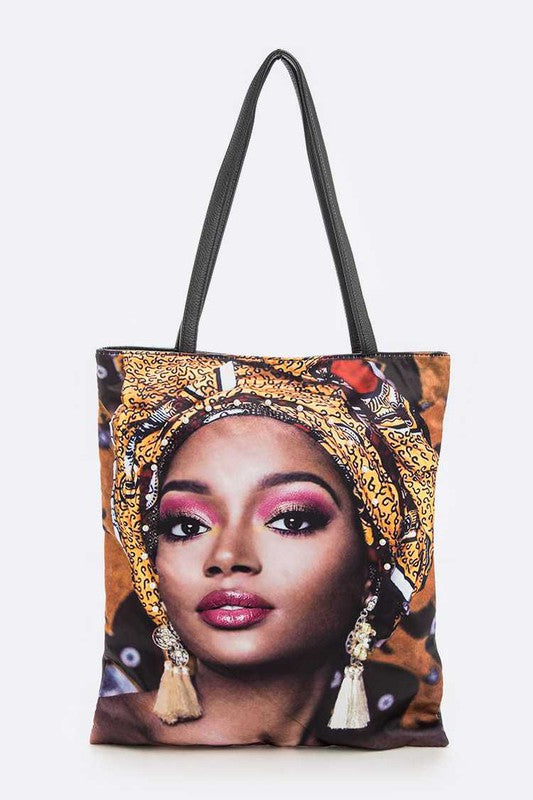 Pearl Accent Black Girl Pride Top Handle Bag