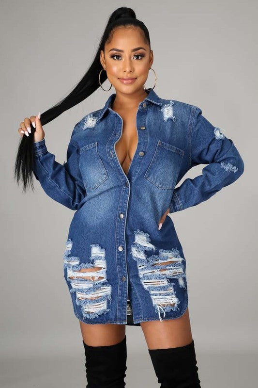 SEXY DENIM JACKET DRESS