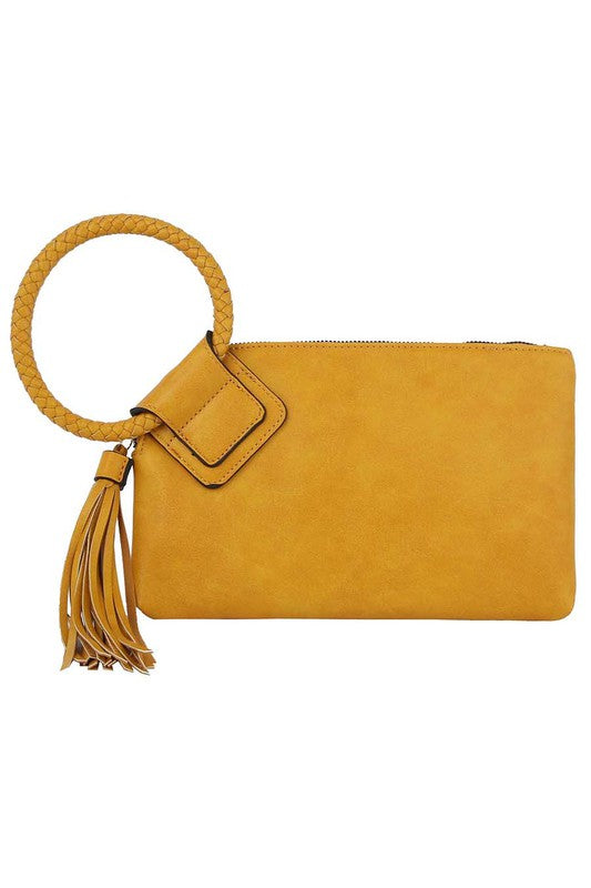 Fashion Cuff Handle Tassel Wristlet Clutch