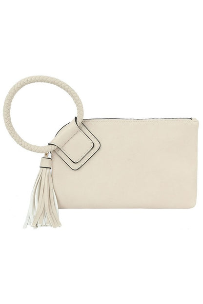 Fashion Cuff Handle Tassel Wristlet Clutch