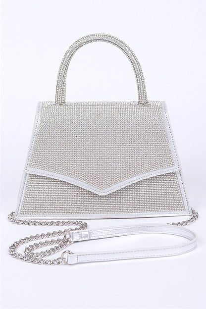 Rhinestone Top Handle Convertible Clutch Bag