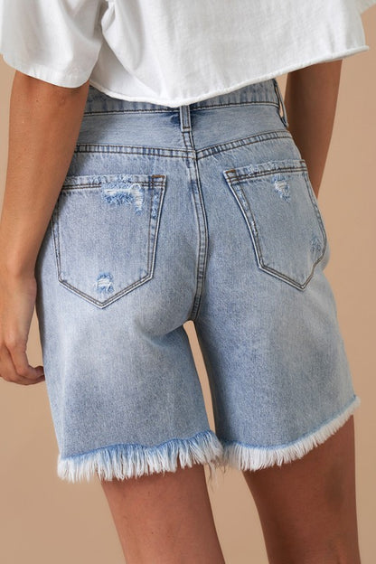 HIGH RISE BERMUDA DENIM SHORTS