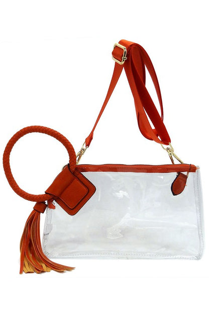 See Thru Transparent Clear Cuff Handle Clutch