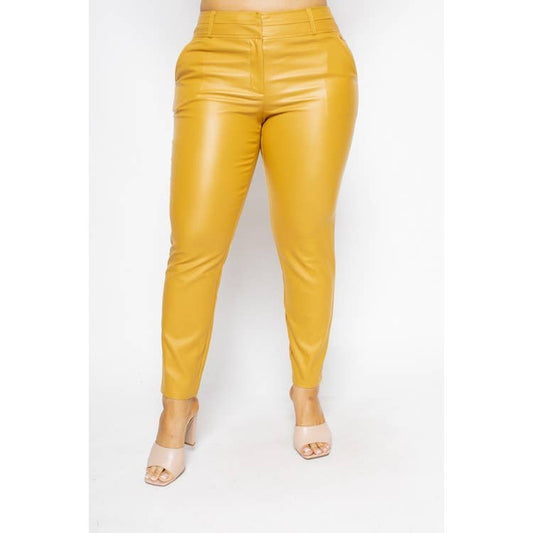 PLUS SIZE PU LEATHER SKINNY PANTS