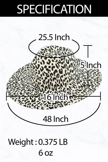 Wide Brim Peach Heart Leopard  Fedora Hat