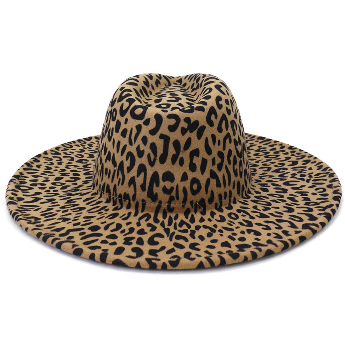 Wide Brim Peach Heart Leopard  Fedora Hat