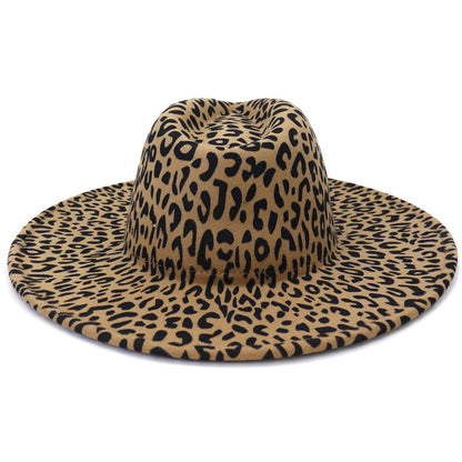 Wide Brim Peach Heart Leopard  Fedora Hat