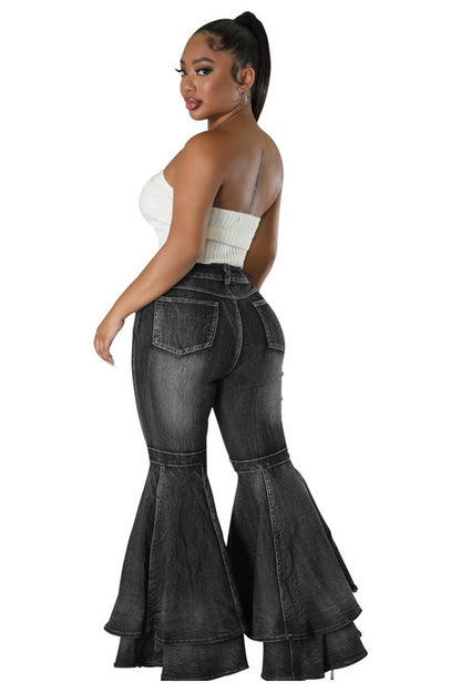 Vintage Wide Leg Layered Jeans