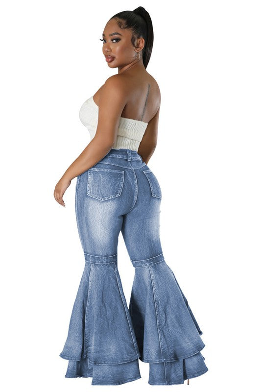 Vintage Wide Leg Layered Jeans