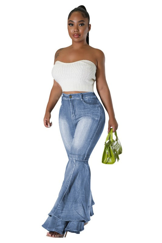 Vintage Wide Leg Layered Jeans