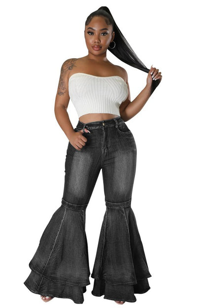 Vintage Wide Leg Layered Jeans