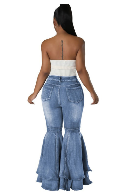 Vintage Wide Leg Layered Jeans