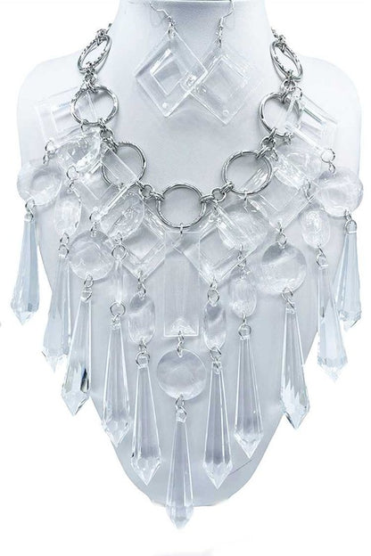 Acrylic Chandelier Statement Necklace Set